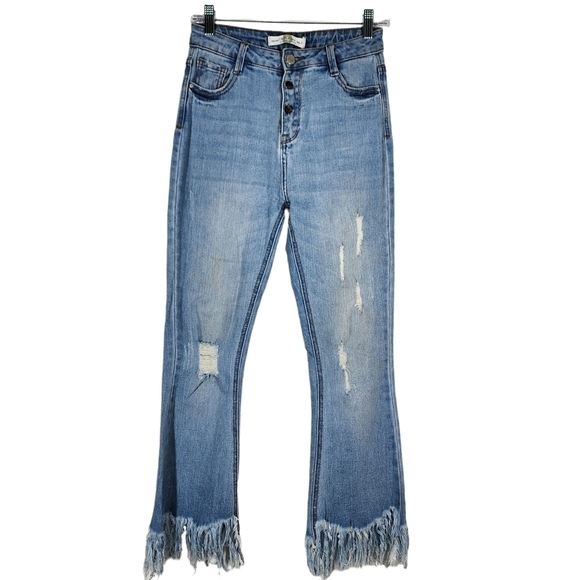 I&M FRINGED STRAIGHT LEG JEANS - Picture 1 of 5